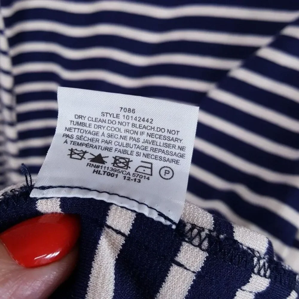 TORY BURCH Dress Womens Small Navy Stripe Pullover Stretch Sheath CALLAN